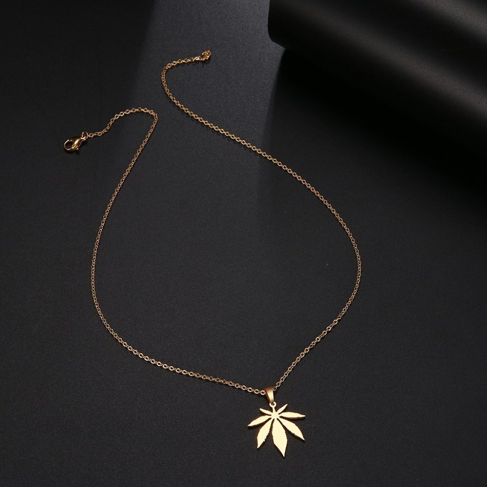 Refine Maple Leaves Delicate Dainty 14K Gold Plated Necklace, EVGG1079 - Picture 2 of 3